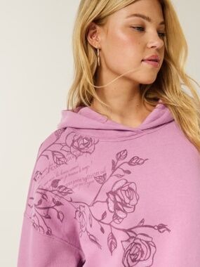 Hollister Oversized Fleece Hoodie - Mauve Size Medium